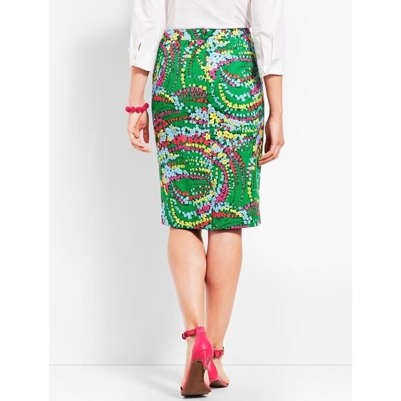 Talbots Floral Pencil Skirt Green 12 - Picture 2 of 10